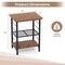 Rustic Brown Engineered Wood Metal 3-Tier Adjustable Shelf Side Table with Storage